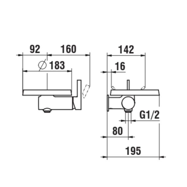 LAUFEN Kartell LAUFEN Sprchová batéria pre Simibox 1-Point podomietkové teleso, s diskom, kartuša Ecototal, sprchová hadica 1800 mm a ručná sprcha TwinStick, Chróm 004, H3313390041411