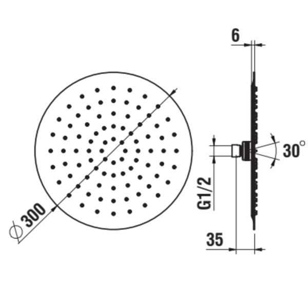 LAUFEN SHOWER PROGRAMME Hlavová sprcha kruhová, Ø 300 mm, PVD Zlatá lesklá 001, H3679810012321