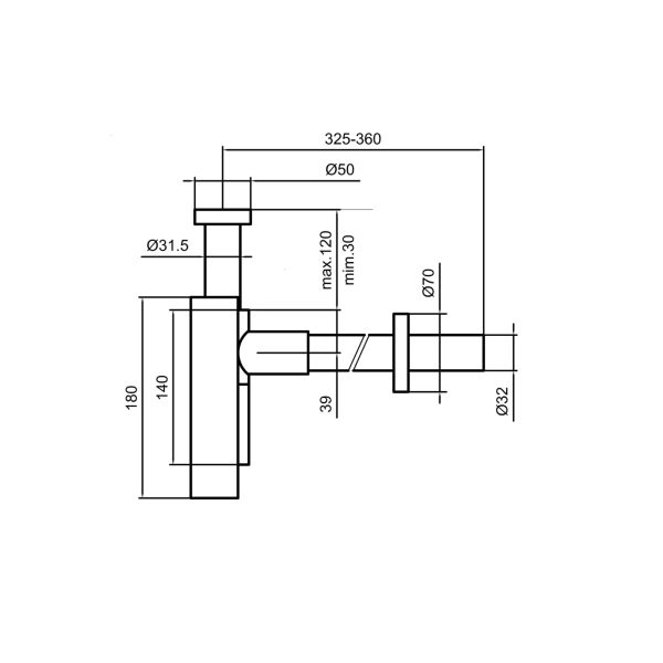 LAUFEN  Designový sifón, farba PVD zlatoružová, H3749800820001