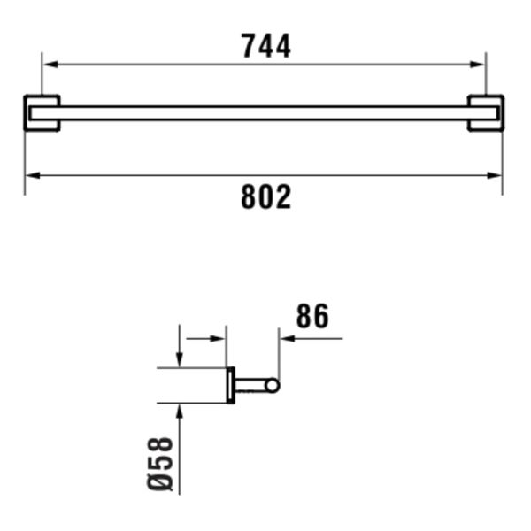 LAUFEN NIARA S Závesná tyč na uterák, PVD inox kartáčovaná oceľ 161, H3810721610011