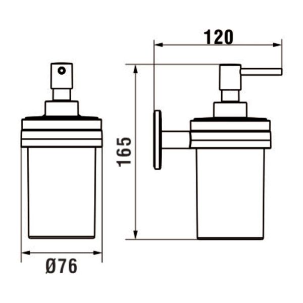 LAUFEN CANA Držiak so skleneným dávkovačom mydla, 240 ml, Chróm 004, H3831320040001