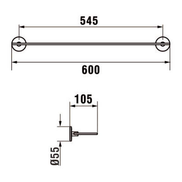 LAUFEN CANA Polička sklenená vrátane držiakov, 60 cm, Chróm 004, H3851320040001