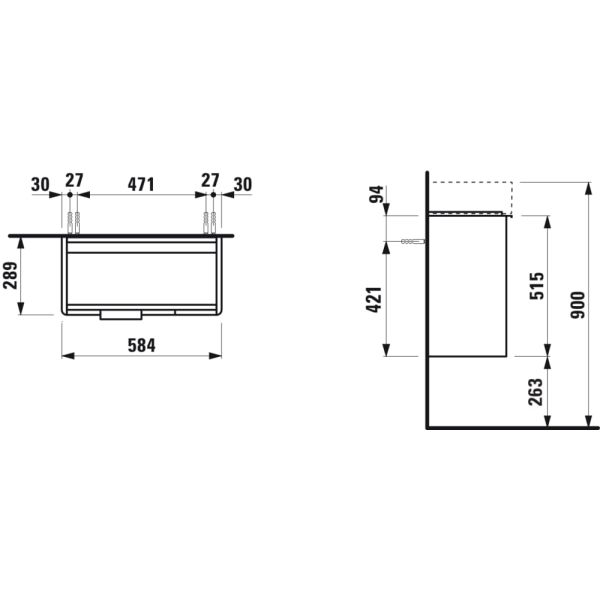 LAUFEN BASE Skrinka pod umývadlo, 2 dvierka, pre umývadlo 815285, 585x290x525 mm, Biela matná 260, H4025521102601