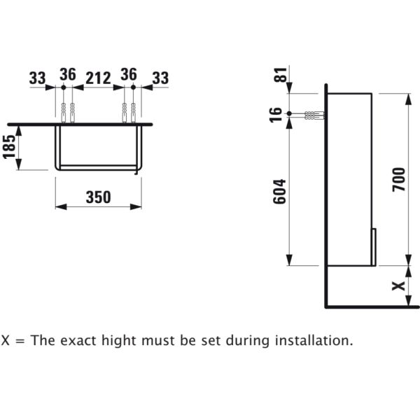LAUFEN BASE Stredná skrinka, pánty dvierok vľavo (bočnice korpusu s rádiusom), 350x185x700 mm, Multicolour farby 999, H4026011109991