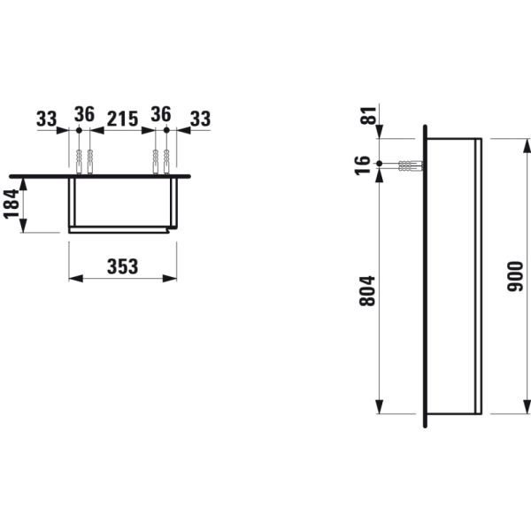 LAUFEN LANI Polovysoká skrinka, závesy dverí vľavo, 355x185x900 mm, Divoký dub 267, H4037111122671