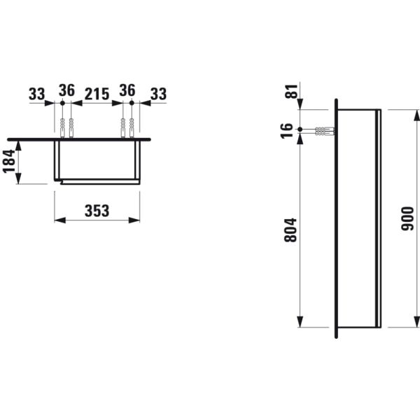 LAUFEN LANI Polovysoká skrinka, závesy dverí vpravo, 355x185x900 mm, Biela matná 260, H4037121122601