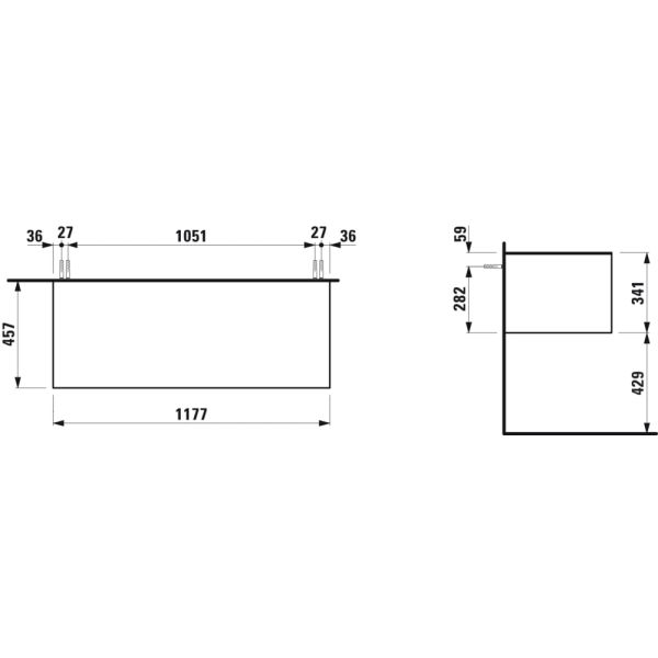 LAUFEN SONAR Skrinka pod umývadlo 1200, s 1 zásuvkou, bez výrezu, 1175x455x340 mm, Biela matná 170, H4054200341701