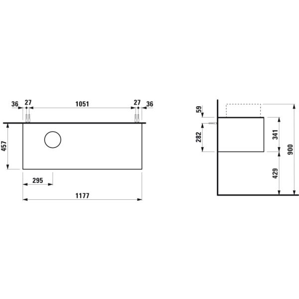 LAUFEN SONAR Skrinka pod umývadlo, s 1 zásuvkou, pre umývadlové misy H812340, H812341, H812342, H812343, s výrezom vľavo, 1175x455x340 mm, Biela matná 170, H4054220341701