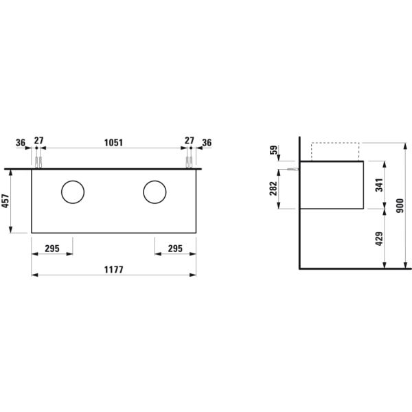 LAUFEN SONAR Skrinka pod umývadlo, s 1 zásuvkou, pre umývadlové misy H812340, H812341, H812342, H812343, s výrezom vľavo a vpravo, 1175x455x340 mm, Meď 041, H4054240340411