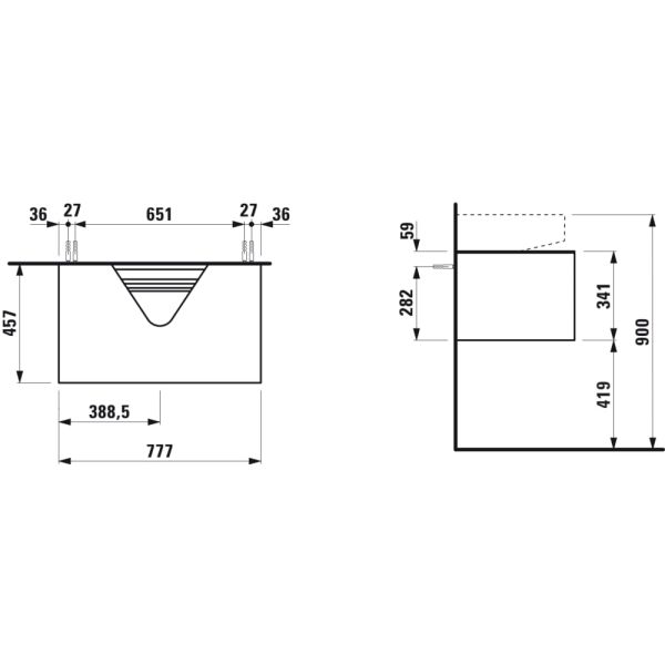 LAUFEN SONAR Skrinka pod umývadlo, s 1 zásuvkou, pre umývadielka H816341/H816342, s výrezom uprostred, 775x455x340 mm, Titán & nero marquina 142, H4054410341421
