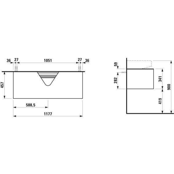 LAUFEN SONAR Skrinka pod umývadlo, s 1 zásuvkou, pre umývadielka H816341/H816342, s výrezom uprostred, 1175x455x340 mm, Zlato & nero marquina 140, H4054510341401