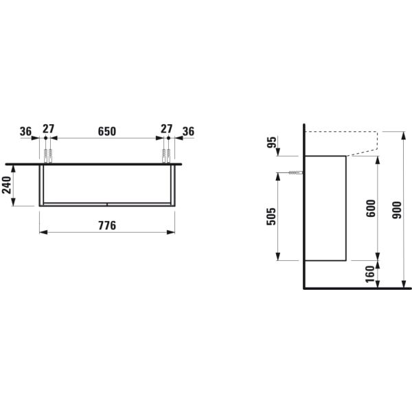 LAUFEN SONAR Skrinka pod umývadlo, 2 dvierka, pre umývadlo H810344, 775x240x600 mm, Zlato 040, H4054850340401