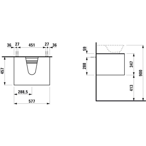 LAUFEN THE NEW CLASSIC Skrinka pod umývadlo 600, s 1 zásuvkou, pre umývadlá H816852, 575x455x345 mm, Černený dub 628, H4060030856281