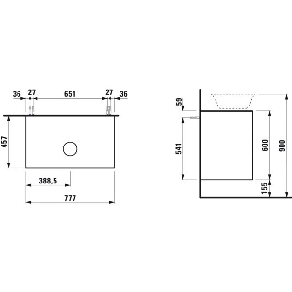 LAUFEN THE NEW CLASSIC Skrinka pod umývadlo 800, s 2 zásuvkami, pre umývadlové misy H812850/H812851/H812852/H812853, 775x455x600 mm, Biela lakovaná 631, H4060120856311