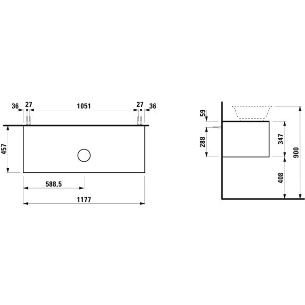 LAUFEN THE NEW CLASSIC Skrinka pod umývadlo 1200, s 1 zásuvkou, s výrezom uprostred, pre umývadlové misy H812850/H812851/H812852/H812853, 1175x455x345 mm, Šedá traffic 627, H4060210856271