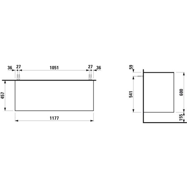 LAUFEN THE NEW CLASSIC Skrinka pod umývadlo 1200, s 2 zásuvkami, bez výrezu, 1175x455x600 mm, Černený dub 628, H4060260856281