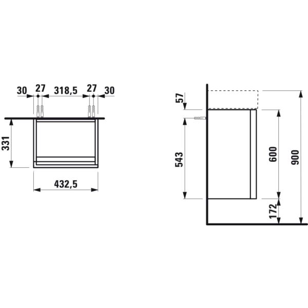 LAUFEN Kartell LAUFEN Skrinka pod umývadlo, 2 dvierka, závesy vpravo, pre umývadlo H815330, 435x330x600 mm, Okrovo hnedá 643, H4075040336431
