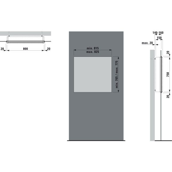 LAUFEN FRAME 25 Inštalačný rám pre montáž do steny, pre zrkadlové skrinky 800 mm, H4085809000001