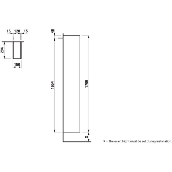LAUFEN SPACE Polica, Bledý orech, hliníková rúčka 101, H4109051601011