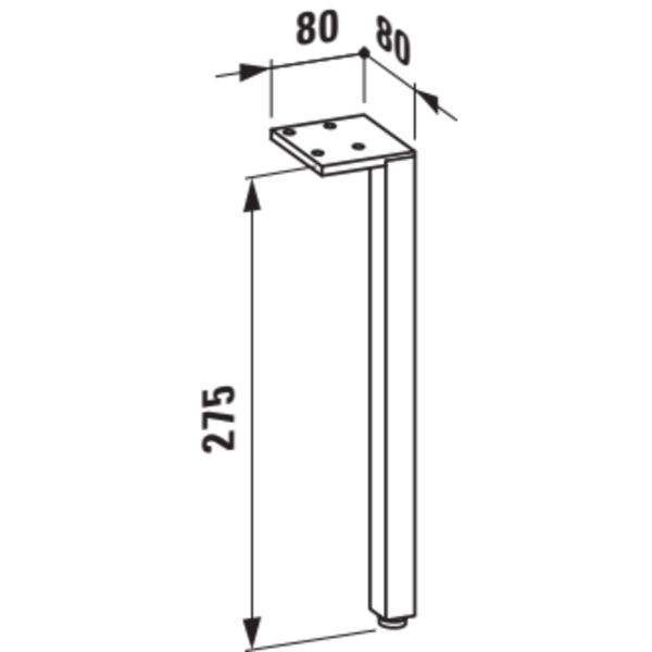 LAUFEN SPACE Sada nožičiek k nábytku (2 ks), výška 275 mm, Eloxovaný hliník 105 H4112201601051
