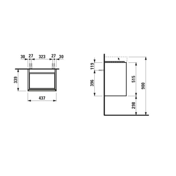 LAUFEN MEDA Skrinka pod umývadlo, 1 dvierka, pánty dvierok vpravo, 435x340x515 mm, Šedá traffic 266, H4215420112661