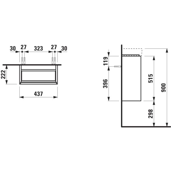 LAUFEN MEDA Skrinka pod umývadlo, 1 dvierka, pánty dvierok vpravo, 435x220x515 mm, Divoký dub 267, H4215520112671