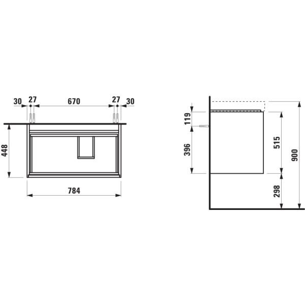 LAUFEN MEDA Skrinka pod umývadlo, s 2 zásuvkami, pre umývadlo H817115, 785x450x515 mm, Cappuccino 465, H4215920114651