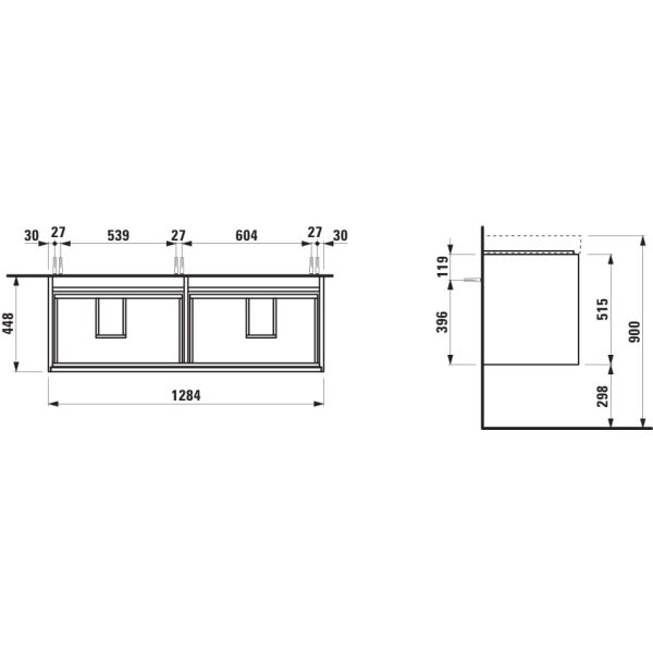 LAUFEN MEDA Skrinka pod umývadlo, so 4 zásuvkami, pre umývadlo H814112, 1285x450x515 mm, Cappuccino 465, H4216440114651