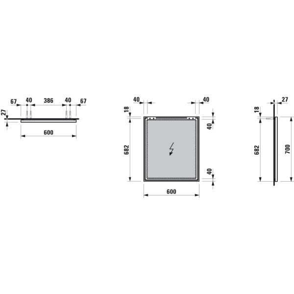 LAUFEN FRAME 25 Zrkadlo s hliníkovým rámom, bez osvetlenia, 600x700 mm, Zrkadlo 144, H4474029001441