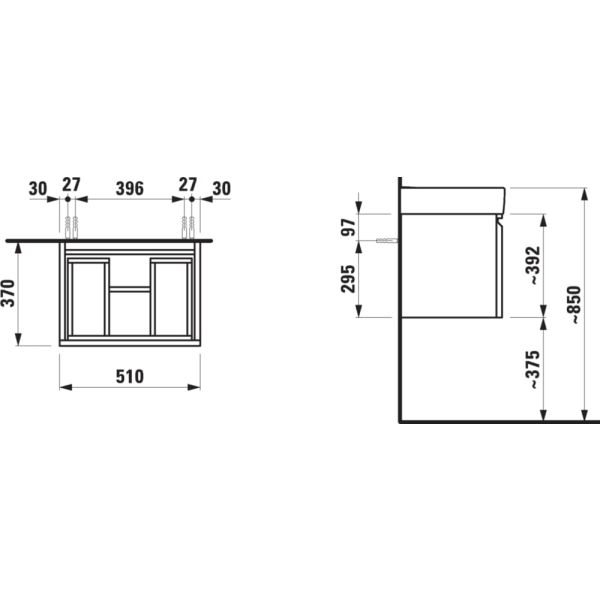 LAUFEN LAUFEN PRO S Skrinka pre umývadlo 818958, 510x370x390 mm, Grafit matný 480, H4830220954801