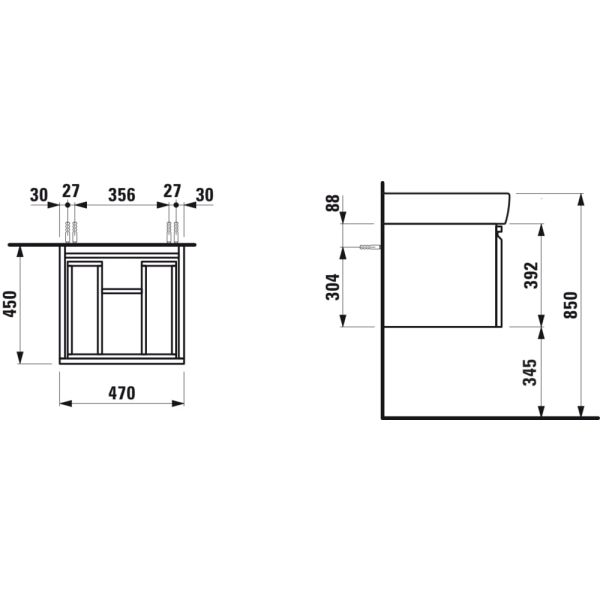LAUFEN LAUFEN PRO Skrinka pod umývadlo, s 1 zásuvkou, pre umývadlo 818951, s vnútornou zásuvkou, 470x450x390 mm, Multicolour farby 999, H4830240959991
