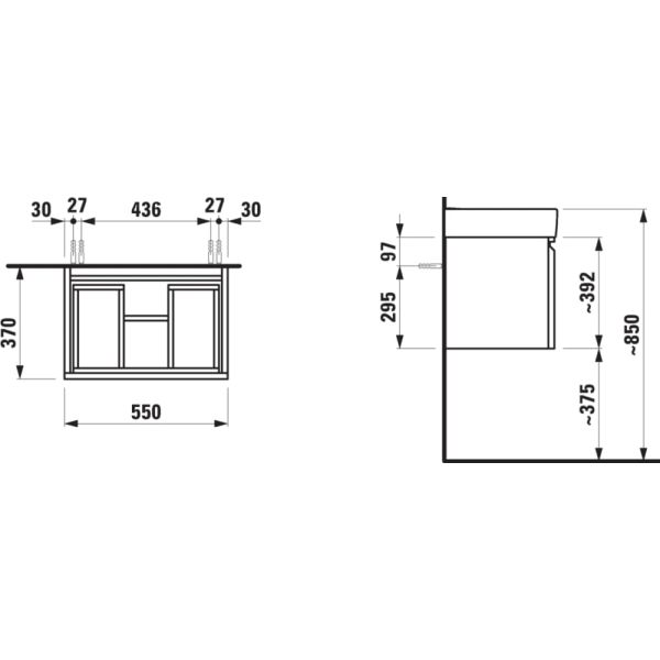 LAUFEN LAUFEN PRO S Skrinka pre umývadlo 818959, 550x370x390 mm, Wenge 423, H4830310954231