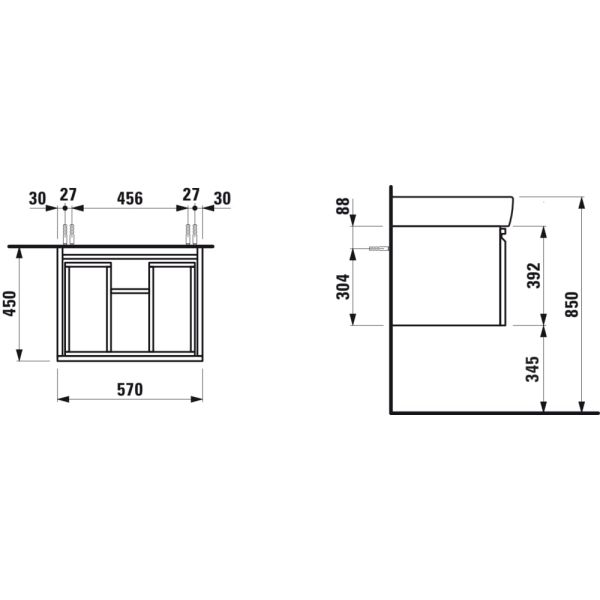 LAUFEN LAUFEN PRO Skrinka pod umývadlo, s 1 zásuvkou, pre umývadlo 818953, 570x450x390 mm, Biela 463, H4830410954631