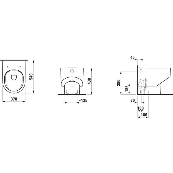 LAUFEN SONAR, SET stojaceho WC a stojacej nádrže, spodný prívod vody, vľavo + WC sedadlo s poklom so spomaľovacím sklápacím
 systémom, Biela LCC 400, 610x425 mm, H6003434009833