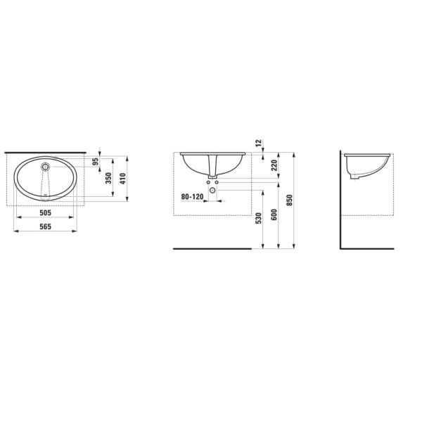 LAUFEN LIPSY Vstavané umývadlo 565x410 mm, farba Biela, H8112910000001