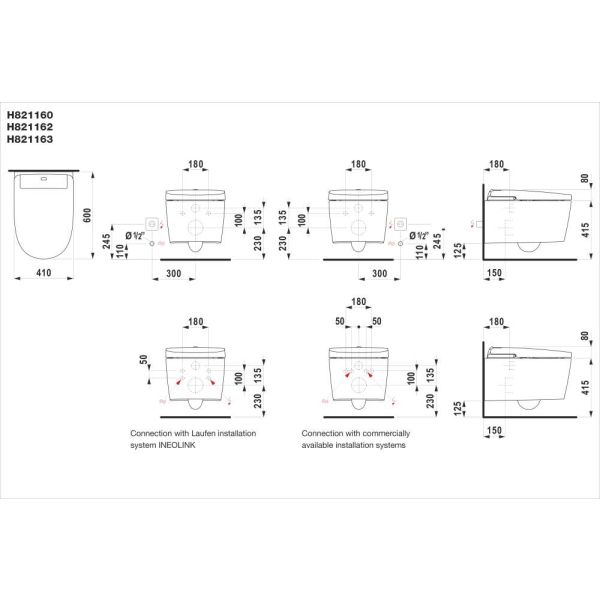 LAUFEN CLEANET ALVIA Závesné WC, hlboké splachovanie, Silent Flush, vrátane WC sedadla s poklopom s aut. zdvíhaním a sklápaním so spomaľovaním, vyhrievanej dosky, dial. ovládanim, Wi-Fi, sušenia, UV dezinfekcie a ambient osvetlenia, Biela LCC 400, 600x410
