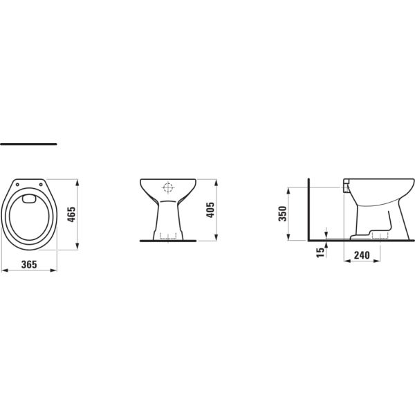 LAUFEN SEDAN, Stacionárne WC, hlboké splachovanie, zvislý odpad, Biela LCC 400, 470x365 mm, H8212274000271