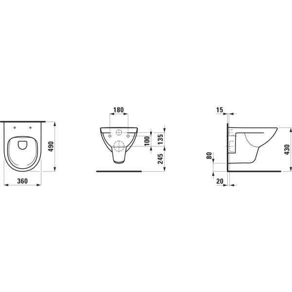 LAUFEN LAUFEN PRO, Závesné WC Rimless/compact, hlboké splachovanie, Biela LCC 400, 490x360 mm, H8219524000001