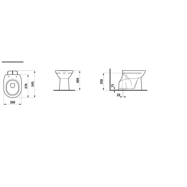 LAUFEN LAUFEN PRO, Stacionárne WC, hlboké splachovanie, zvislý odpad, Biela LCC 400, 470x360 mm, H8219574000001