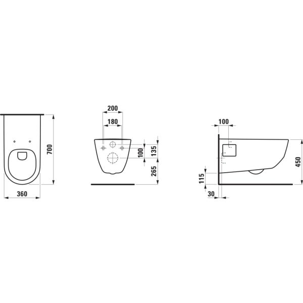 LAUFEN PRO LIBERTY, Závesné WC liberty, Rimless, hlboké splachovanie, Biela LCC 400, 700x360 mm, H8219604000001
