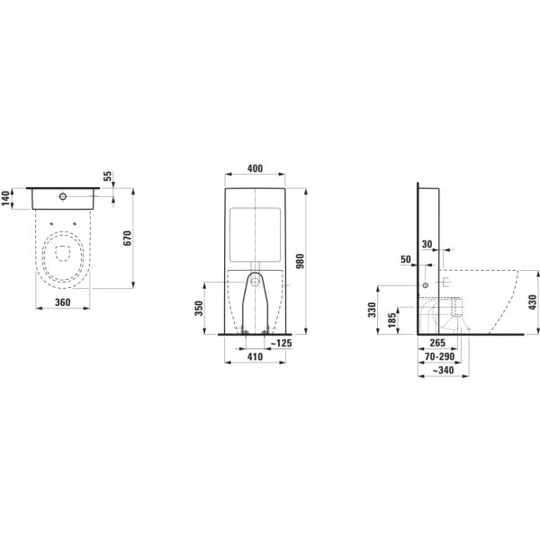 LAUFEN LAUFEN PRO, Stacionárne WC, hlboké splachovanie, VARIO odpad, kapotovaný, Biela 000, 530x360 mm, H8229520000001