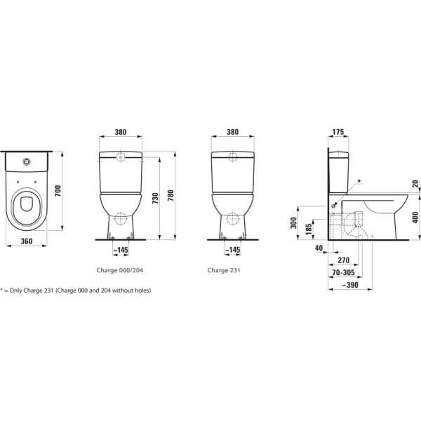 LAUFEN LAUFEN PRO, WC kombi, hlboké splachovanie, VARIO odpad, vrátane inštalačnej sady, Biela 000, 700x360 mm, H8249580000001