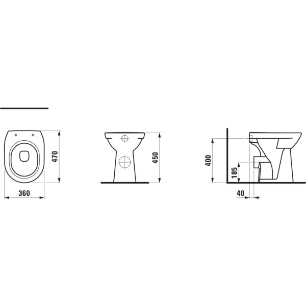 LAUFEN LAUFEN PRO, Stacionárne WC, hlboké splachovanie, horizontálny odpad, Biela LCC 400, H8259554000001