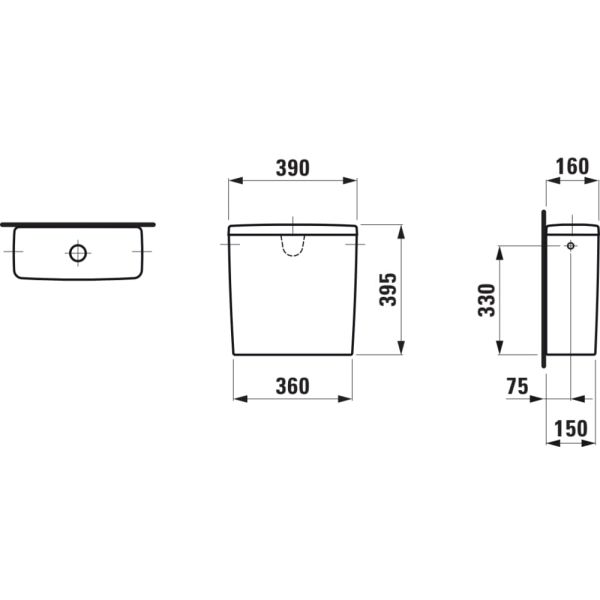 LAUFEN LUA, Nádrž, prívod vody bočný (vľavo alebo vpravo), Grafit matná 758, 160x407 mm, H8270827589721