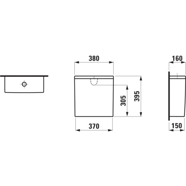 LAUFEN Kartell LAUFEN, Nádrž, zadný prívod vody (uprostred), Biela matná 757, 380x160 mm, H8293317579711