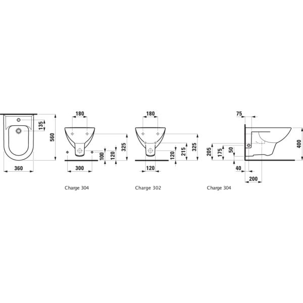 LAUFEN LAUFEN PRO Závesný bidet, 560x360mm, Biela 000, H8309510003041
