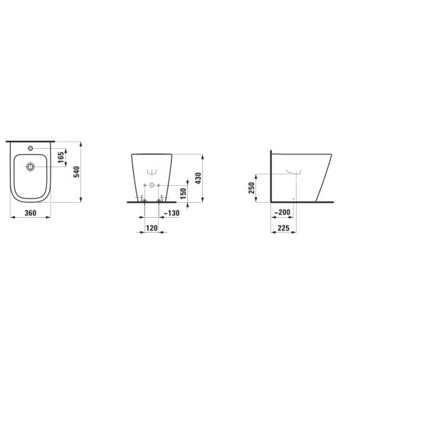 LAUFEN MEDA Stojaci bidet, 540x360mm, Čierna matná 716, H8321117163021