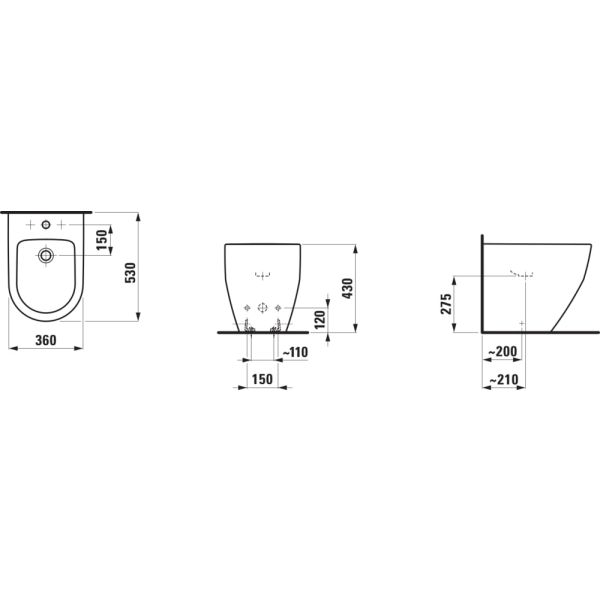 LAUFEN LAUFEN PRO Stojaci bidet, 530x360mm, Biela LCC 400, H8329524003021