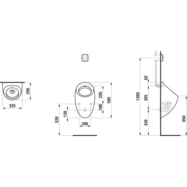 LAUFEN ILBAGNOALESSI Pisoár vrátane montážnej sady, H8409751880001
