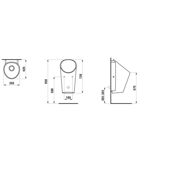 LAUFEN LEMA Bezvodový pisoár, vnútorný odtok vody DN50, s odpadovou krytkou, vrátane sifónu, H843197A004011
